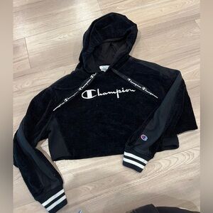 Champion Black Reverse Weave Cropped Hoodie